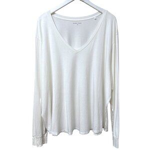 UNIVERSAL STANDARD Long Sleeve Tee Plus Size 4X White V Neck Pullover Lounge
